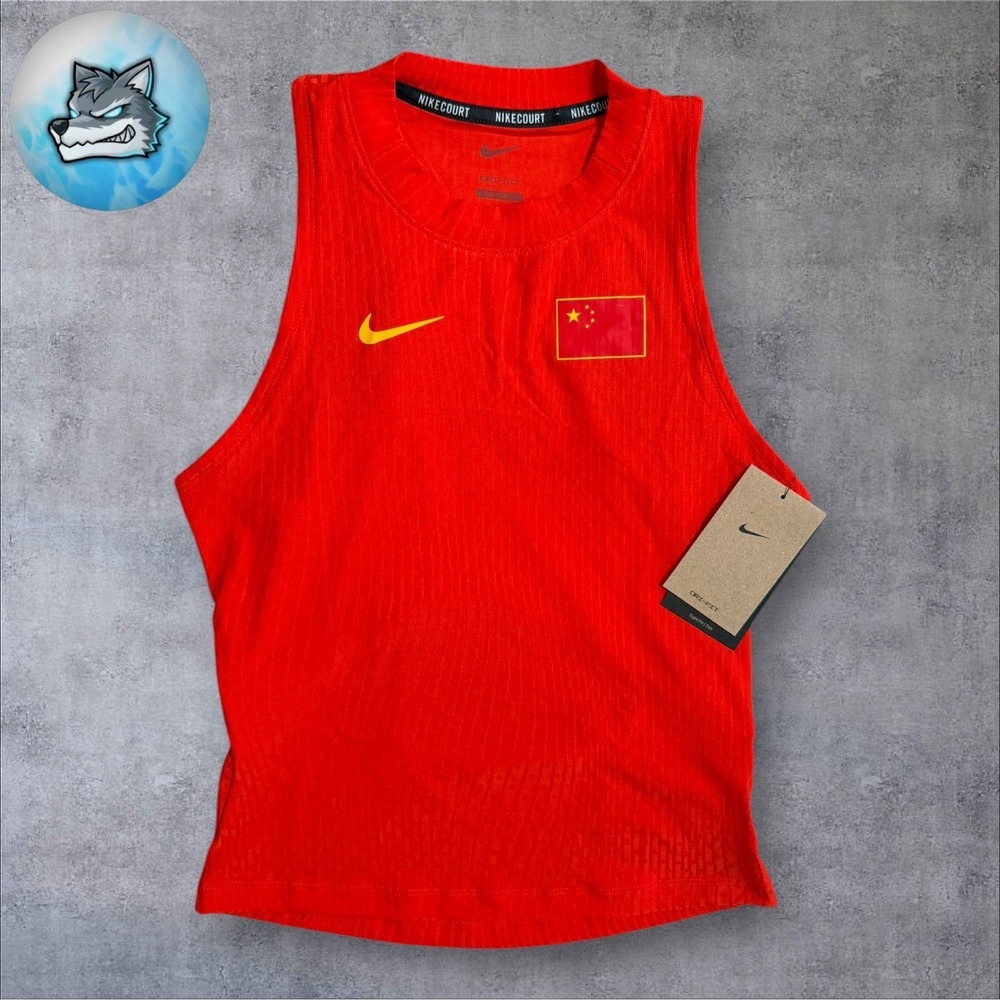 Nike Court Slam Tennis Tank Top Women's M Tall MT Dri-Fit China Red FD9057-675